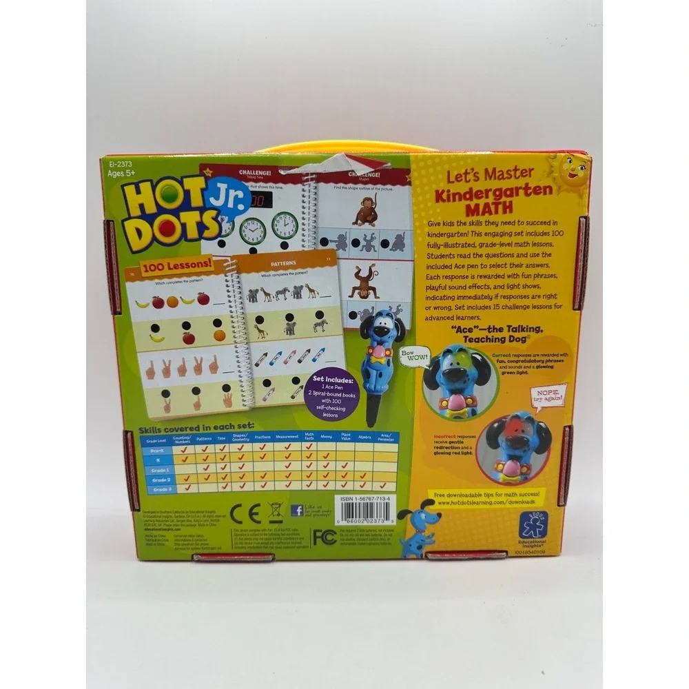 Hot Dots Jr Let's Master Kindergarten Math TESTED WORKING & COMPLETE Educational